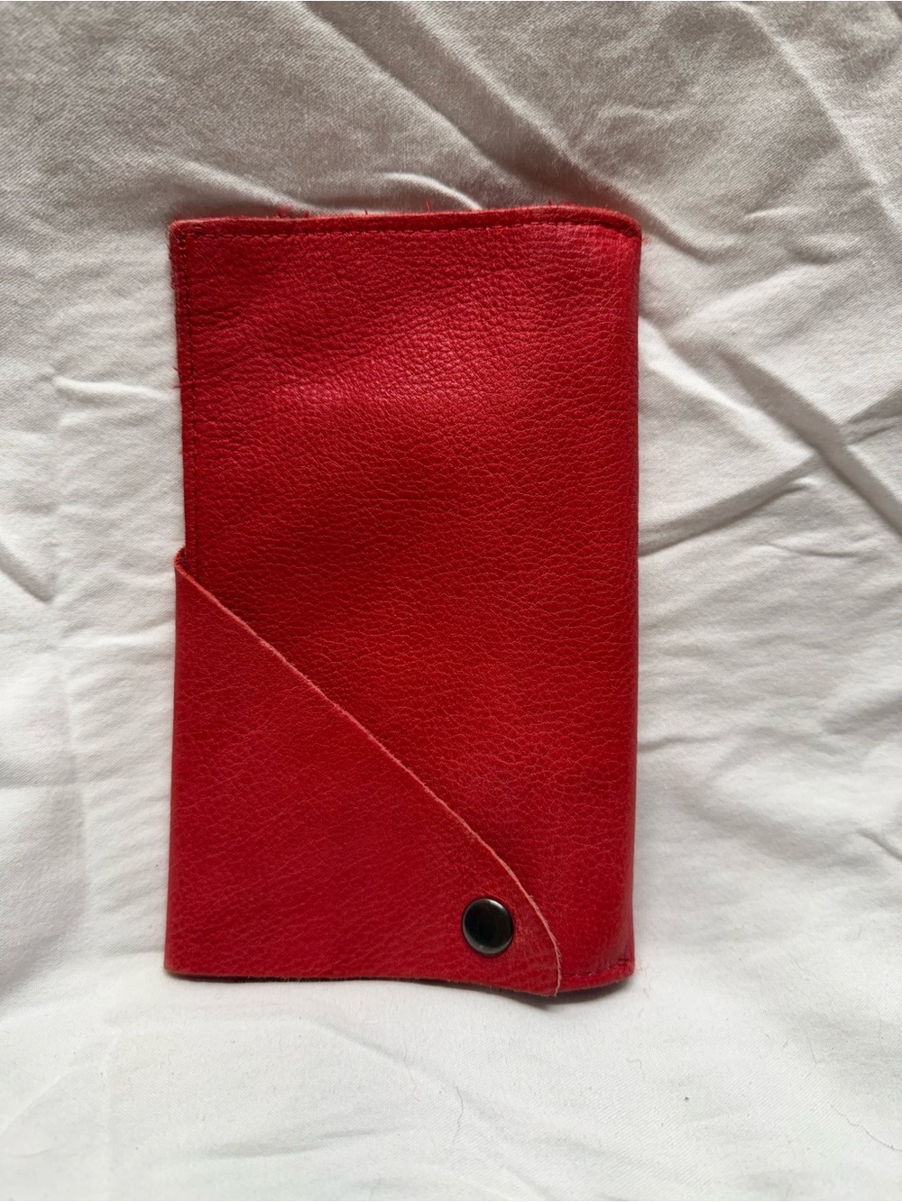 Red Genuine Leather Envelope Wallet Clutch Snap Zip Pocket